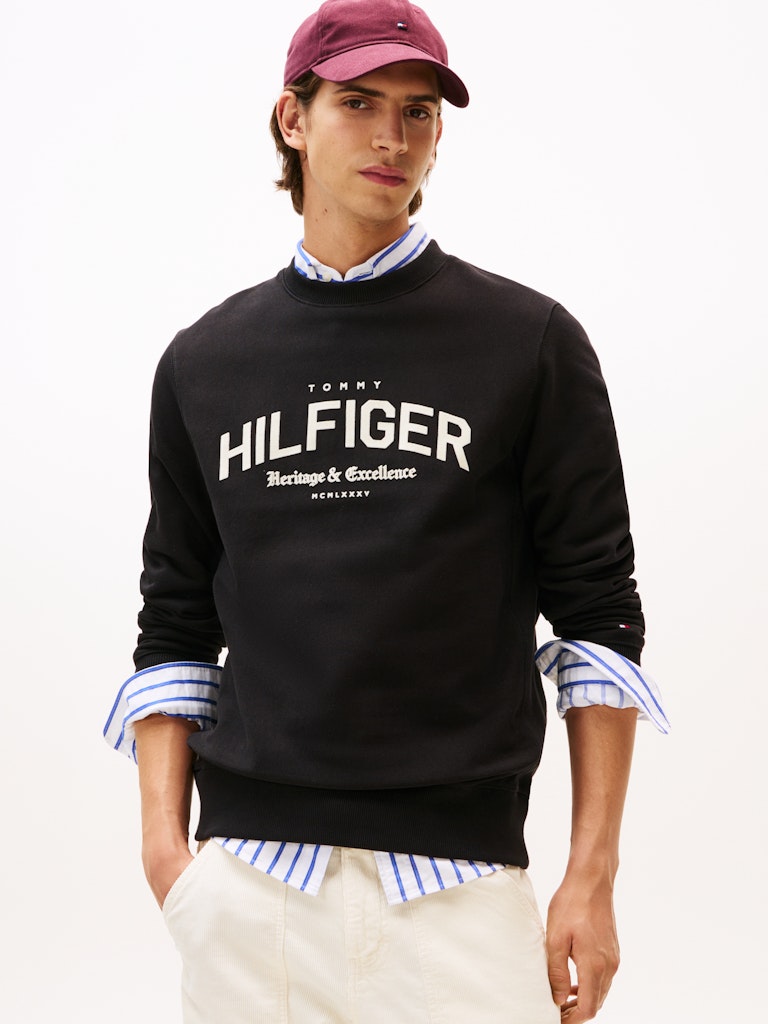 Tommy Hilfiger Erkek O Yaka Siyah Sweatshirt