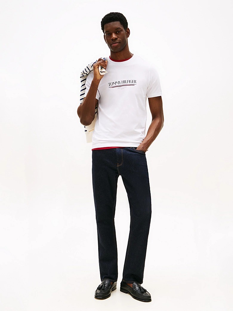 Tommy Hilfiger Erkek Beyaz O Yaka T Shirt - MW0MW40324YBR