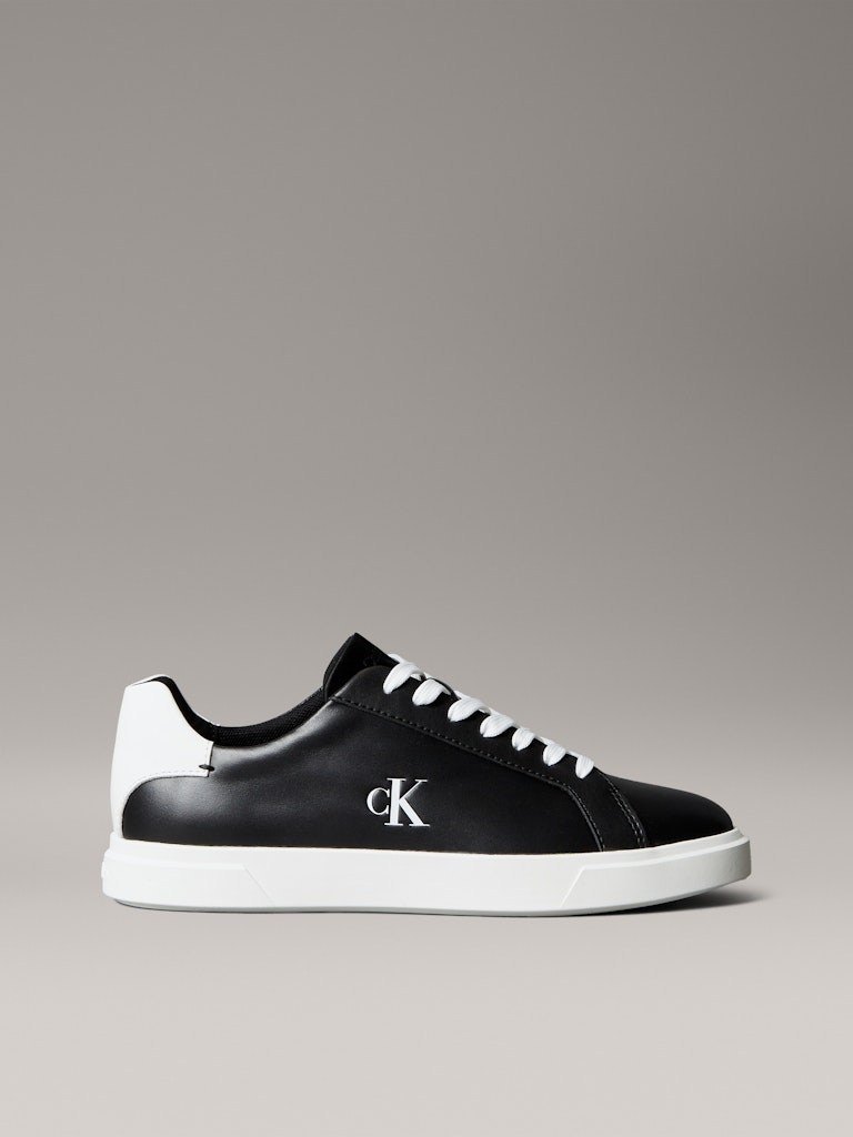 Calvin Klein Kadın Siyah Deri Kısa Taban Sneakers