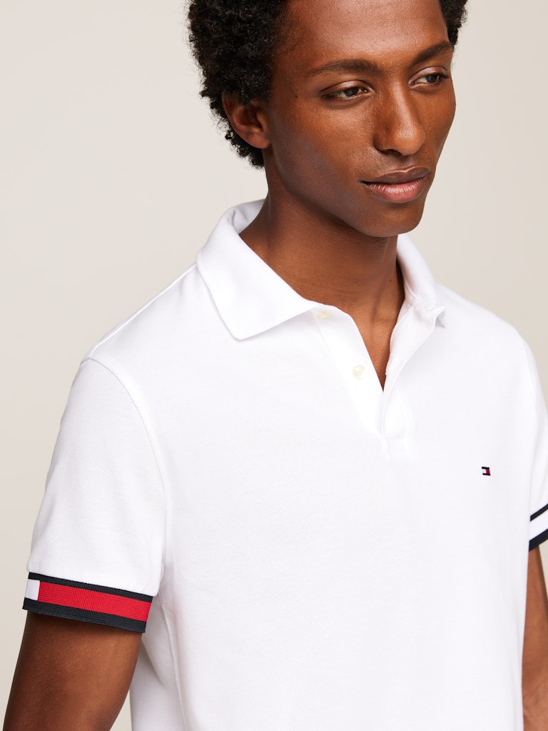 Tommy Hilfiger Beyaz Flag Cuff Erkek Slim Polo