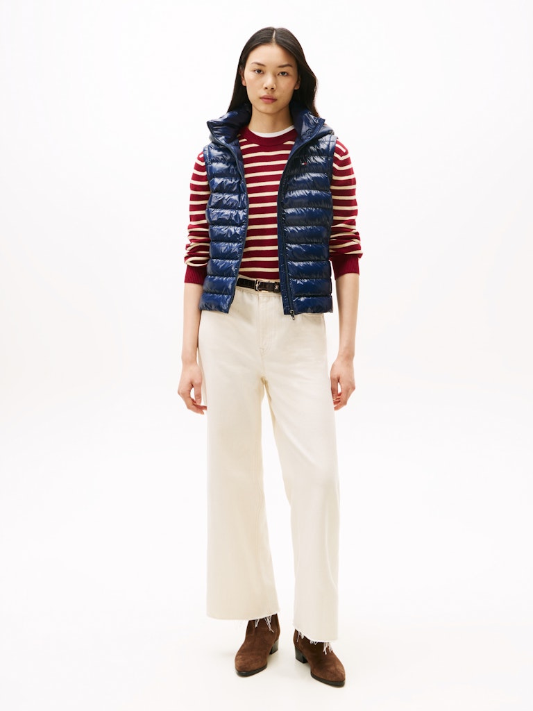 Tommy Hilfiger Kadın Lacivert Padded Kapşonlu Yelek