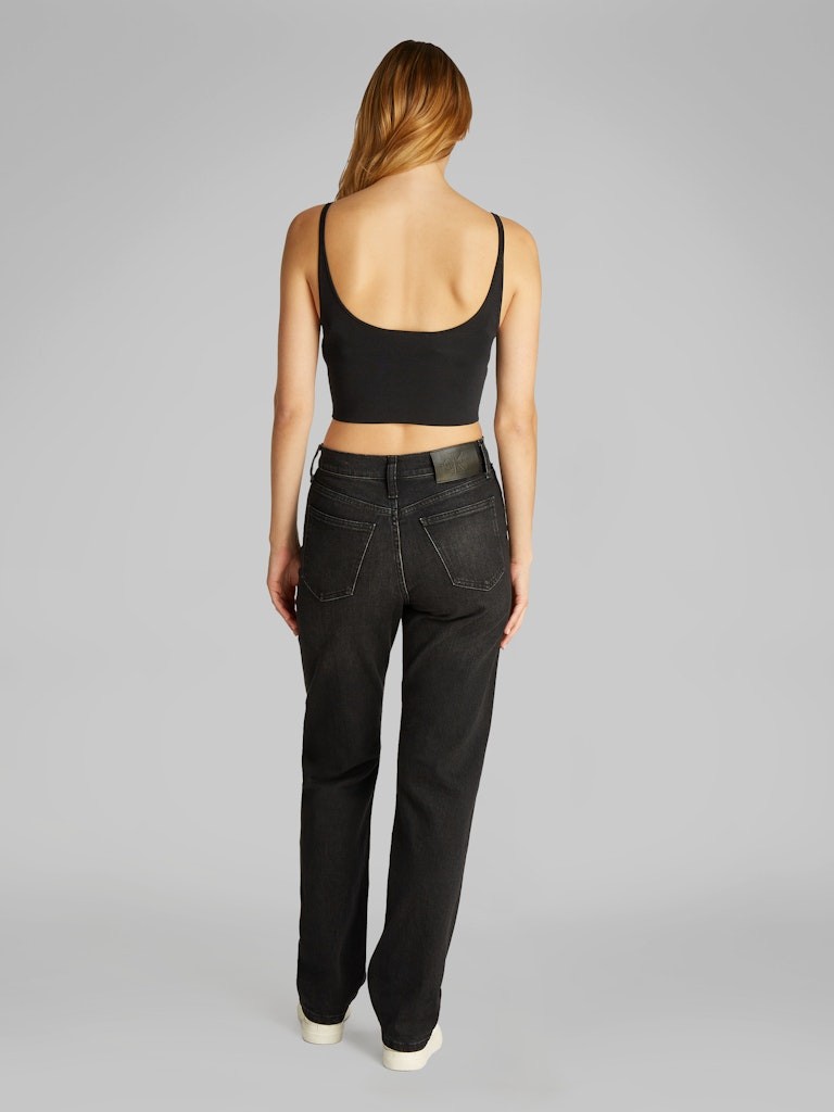 Calvin Klein Kadın Askılı Slim Fit V Yaka Örgü Kumaş Siyah Bralet - J20J224805BEH