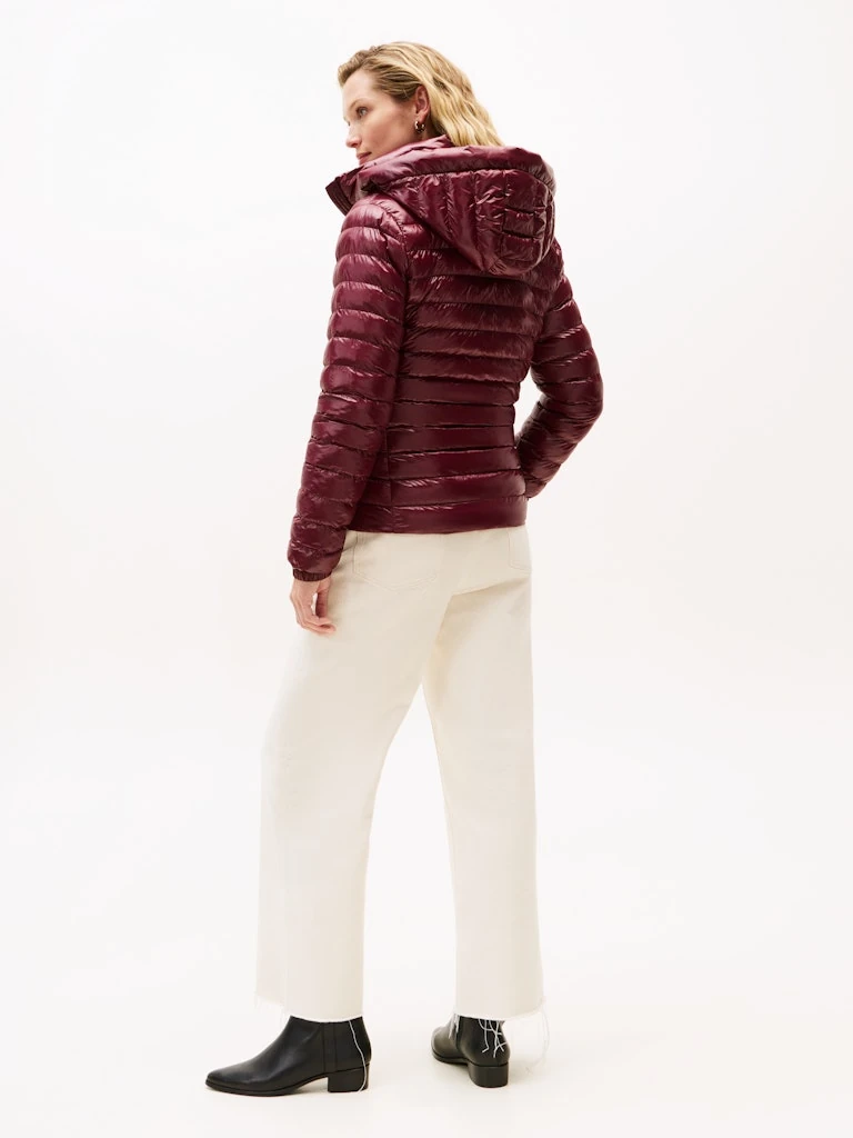 Tommy Hilfiger Kadın Bordo Padded Kapşonlu Mont