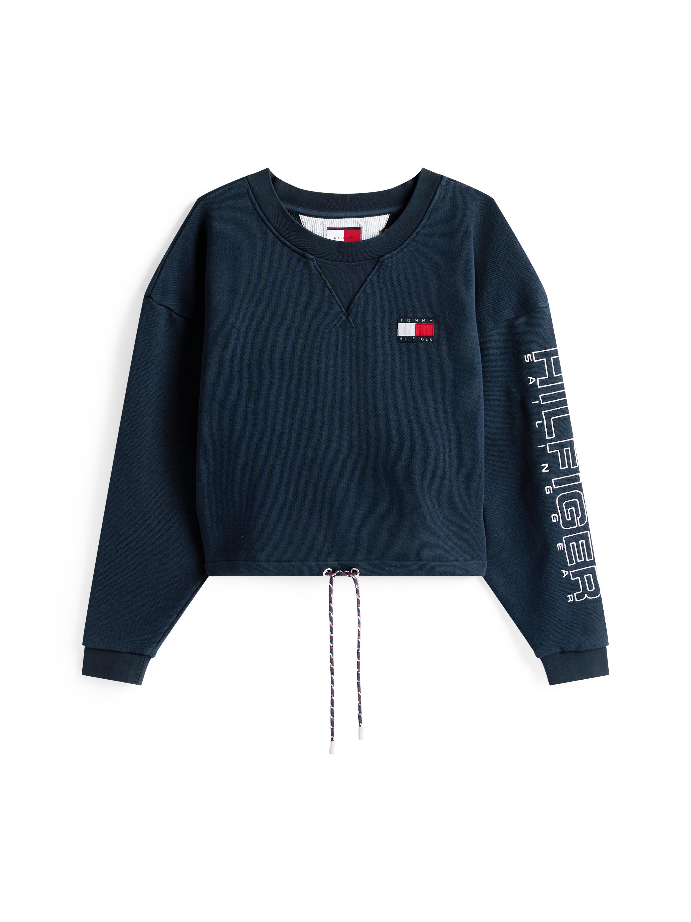 Tommy Hilfiger Organik Pamuk Mavi Kadın O Yaka Yelkenci Sweatshirts - WW0WW46764C1G
