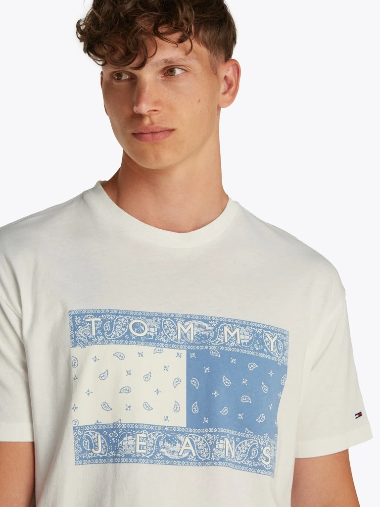 Tommy Hilfiger Rejeneratif Pamuk Beyaz Erkek Kısa Kollu T-Shirt