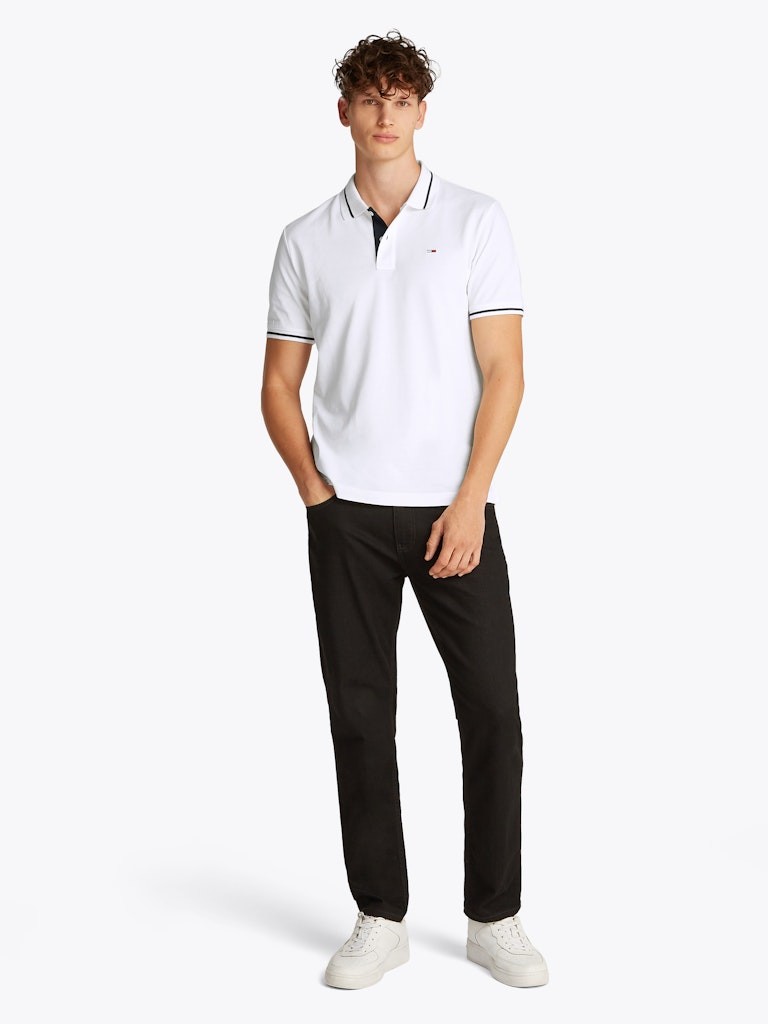 Tommy Hilfiger Rejeneratif Pamuk Beyaz Erkek Kısa Kollu Düğmeli Polo Yaka T-Shirt - DM0DM20745YBL