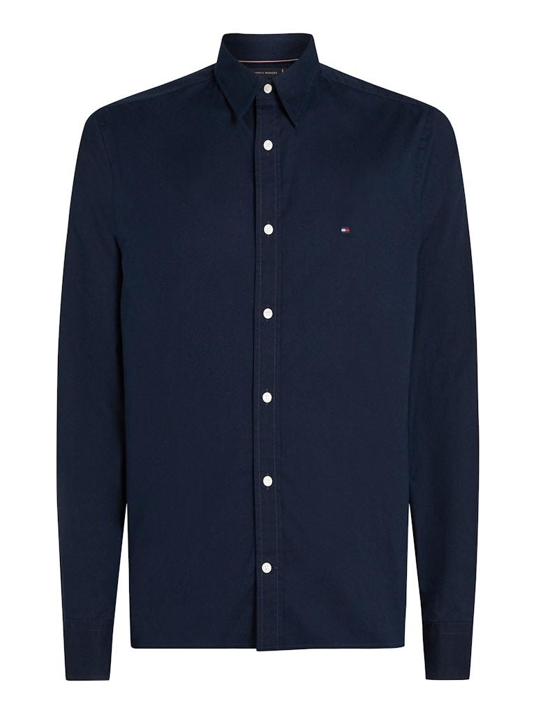Tommy Hilfiger Poplin Lacivert Erkek Uzun Kollu Gömlek - MW0MW38137DW5