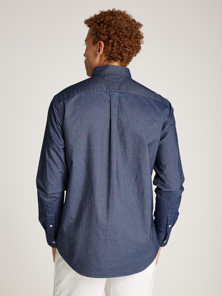 Tommy Hilfiger Oxford Lacivert Erkek Uzun Kollu Gömlek - MW0MW35774DW5