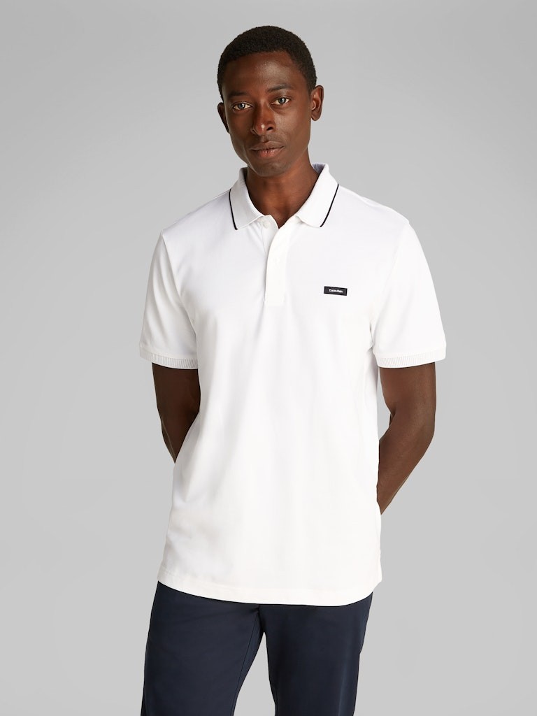 Calvin Klein Organik Pamuk Beyaz Erkek Kısa Kollu Düğmeli Polo Yaka T-Shirt - K10K114141YAF