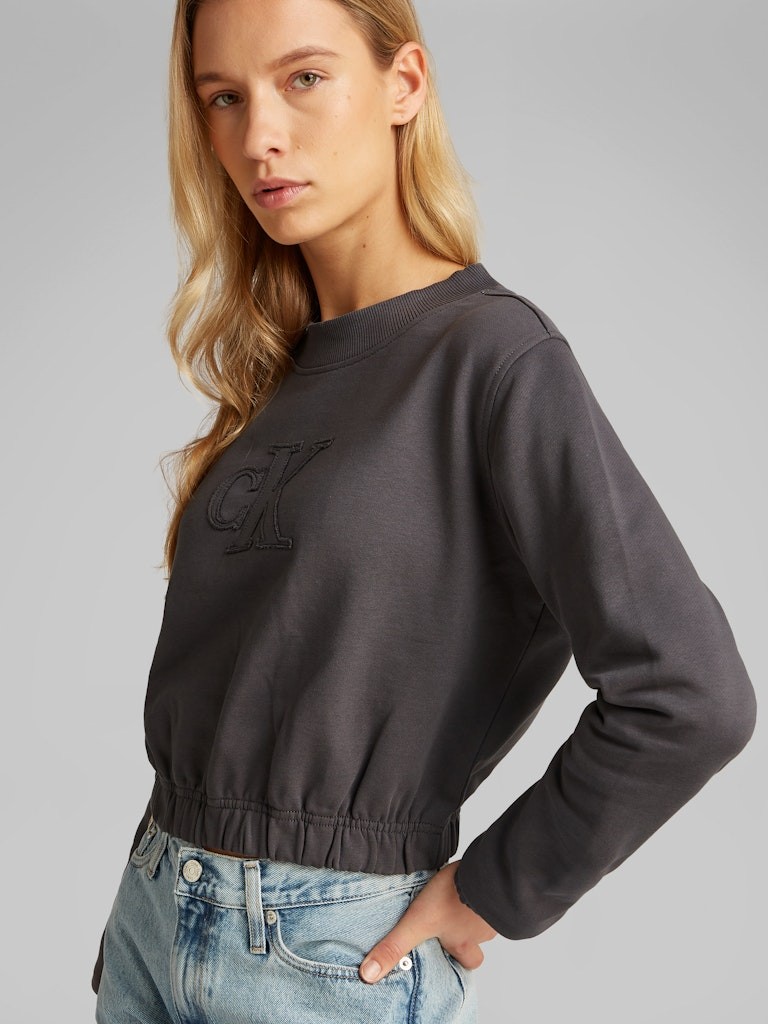 Calvin Klein Rejeneratif Pamuk Gri Kadın O Yaka Sweatshirts - J20J225363PMP