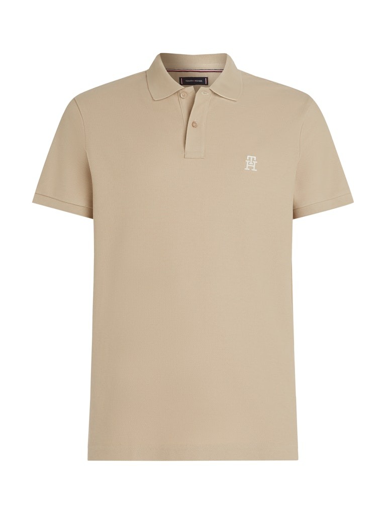 Tommy Hilfiger Organik Pamuk Bej Erkek Kısa Kollu Düğmeli Polo Yaka T-Shirt - MW0MW33167RBT