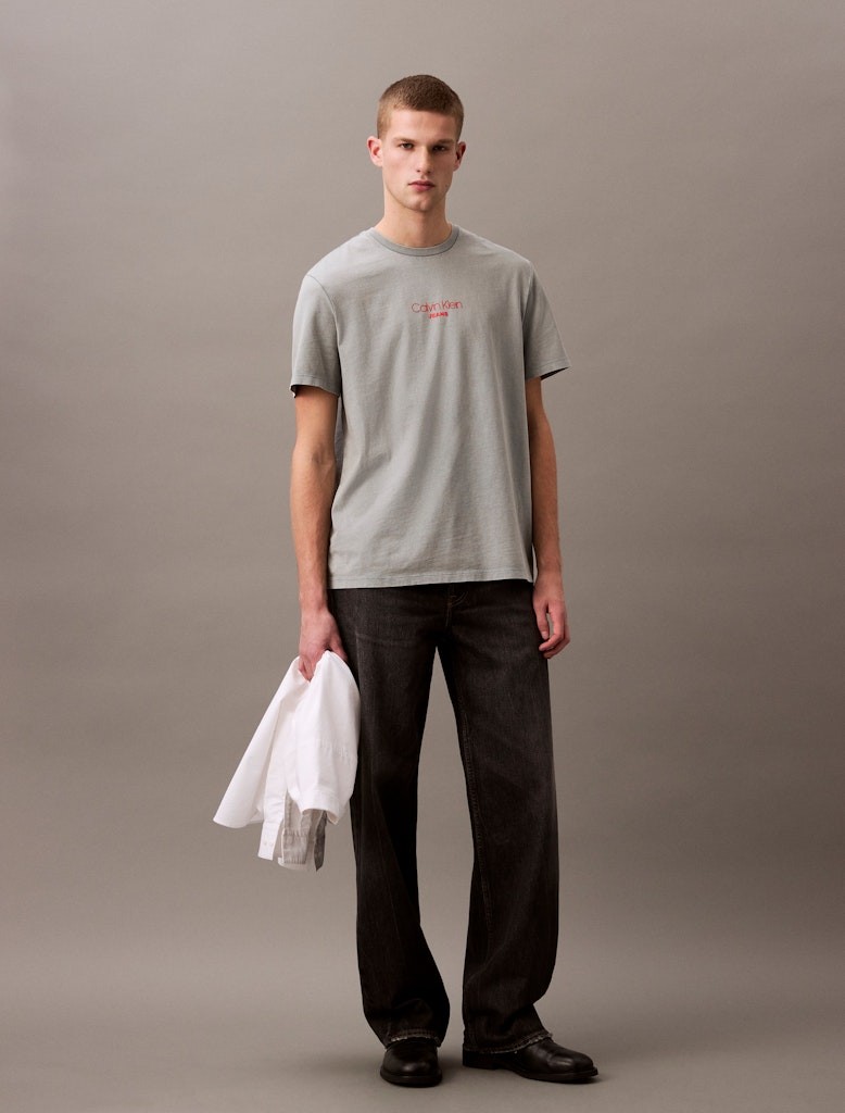 Calvin Klein Rejeneratif Pamuk Mavi Erkek Kısa Kollu T-Shirt - LV04RB824GCKM