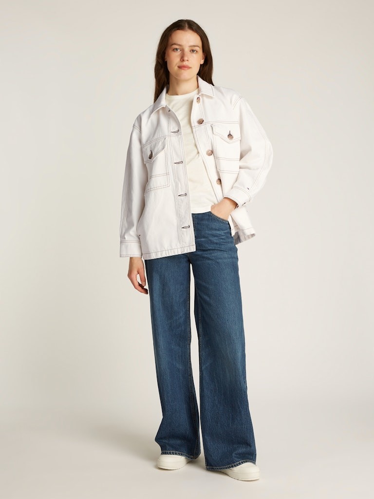 Tommy Hilfiger Denim Beyaz Kadın Kot Ceket