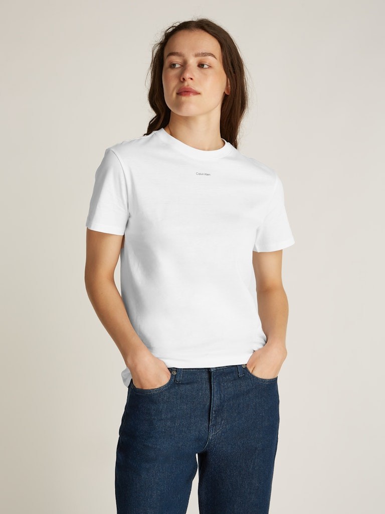 Calvin Klein Rejeneratif Pamuk Beyaz Kadın Kısa Kollu T-Shirt - K20K207519YAF
