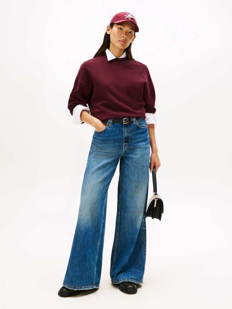 Tommy Hilfiger Kadın Bordo O Yaka Sweatshirt
