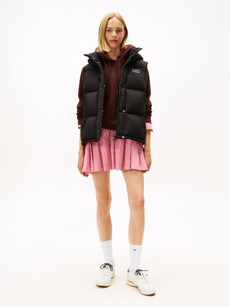 Tommy Hilfiger Kadın Siyah Kaz Tüyü Puffer Kapşonlu Yelek