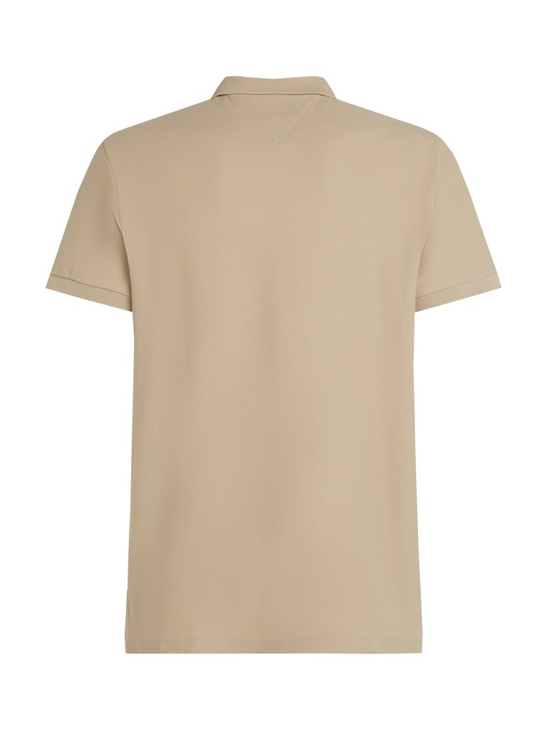 Tommy Hilfiger Organik Pamuk Bej Erkek Kısa Kollu Düğmeli Polo Yaka T-Shirt - MW0MW33167RBT