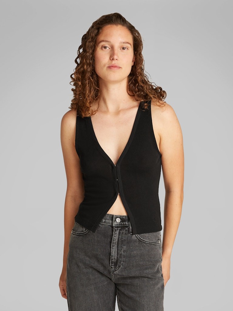 Calvin Klein Liyosel Siyah Kadın Kolsuz Hırka - J20J225316BEH