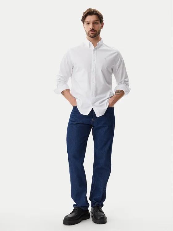 Calvin Klein Oxford Beyaz Erkek Uzun Kollu Gömlek - LV040EM125YAA