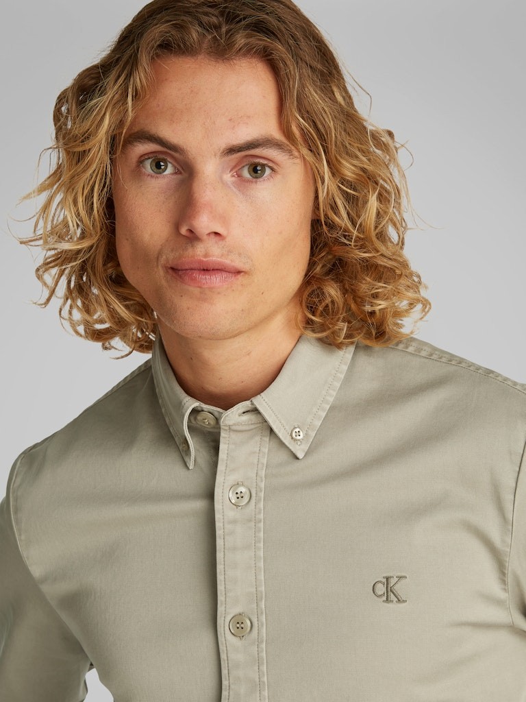 Calvin Klein Pamuk Gri Erkek Uzun Kollu Gömlek - J30J327292PCZ