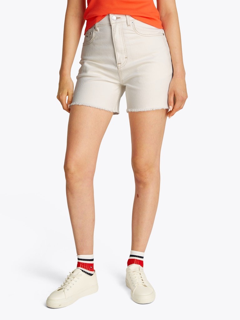 Tommy Hilfiger Rejeneratif Pamuk Beyaz Kadın 5 Cep Mom Şort - DW0DW200931CE