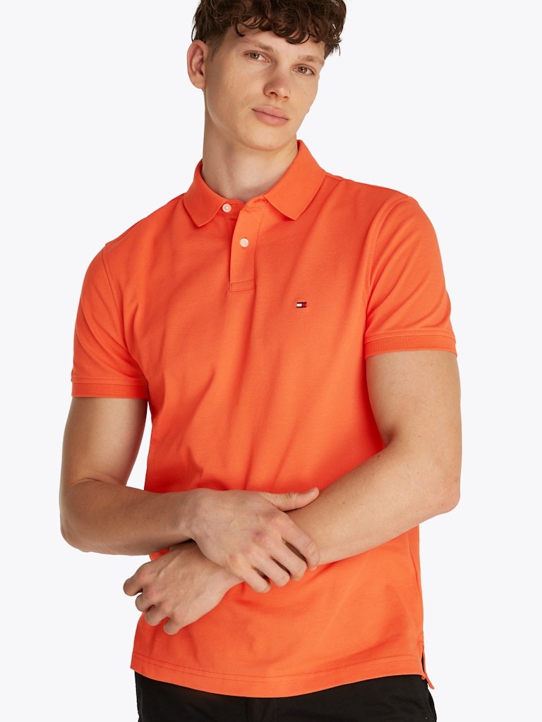 Tommy Hilfiger Organik Pamuk Turuncu Erkek Kısa Kollu Düğmeli Polo Yaka T-Shirt - MW0MW17770SCX