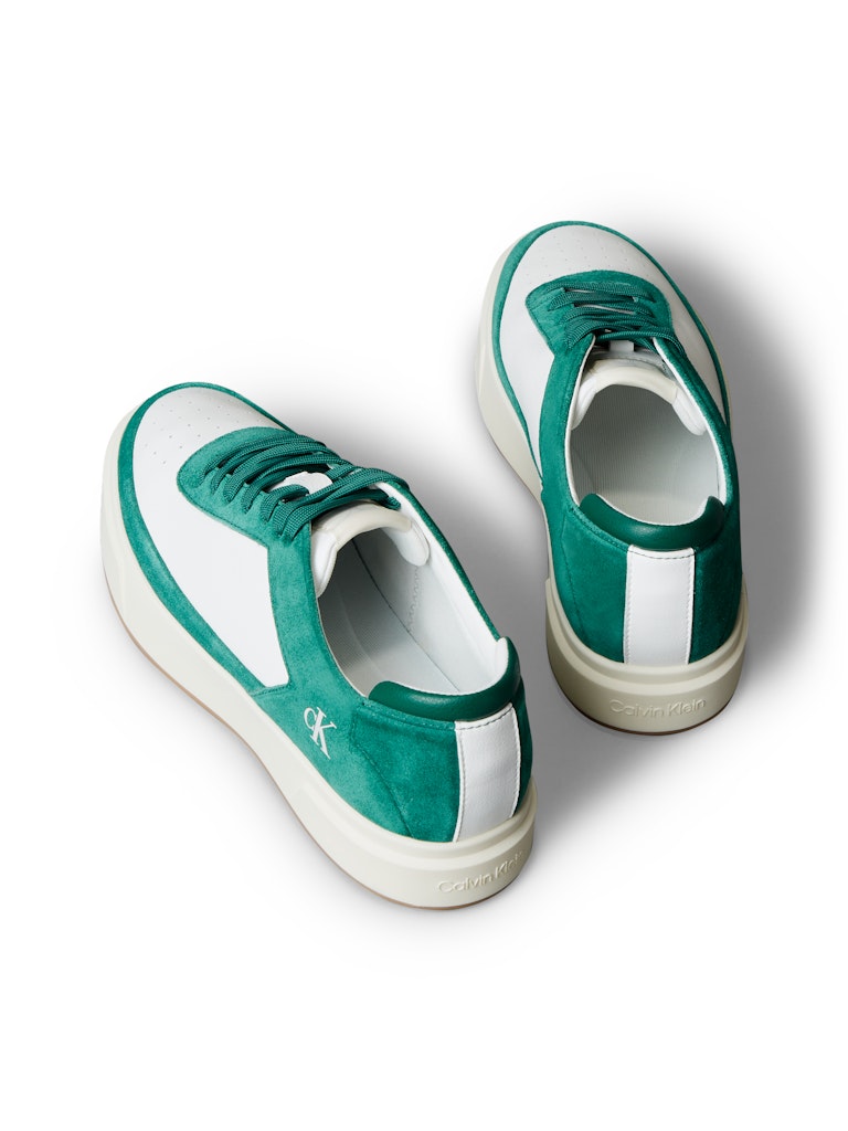 Calvin Klein Erkek Bej Deri Kısa Taban Basket Sneakers