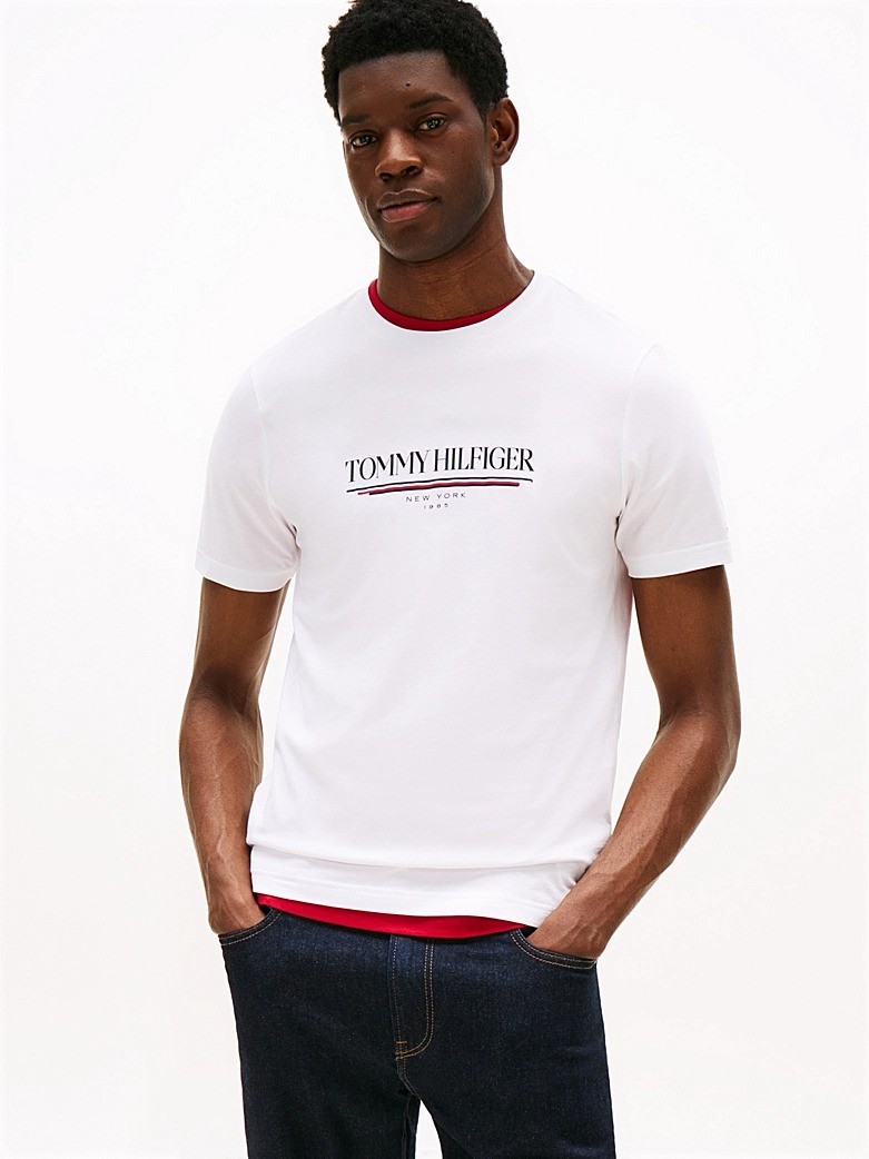 Tommy Hilfiger Erkek Beyaz O Yaka T Shirt - MW0MW40324YBR