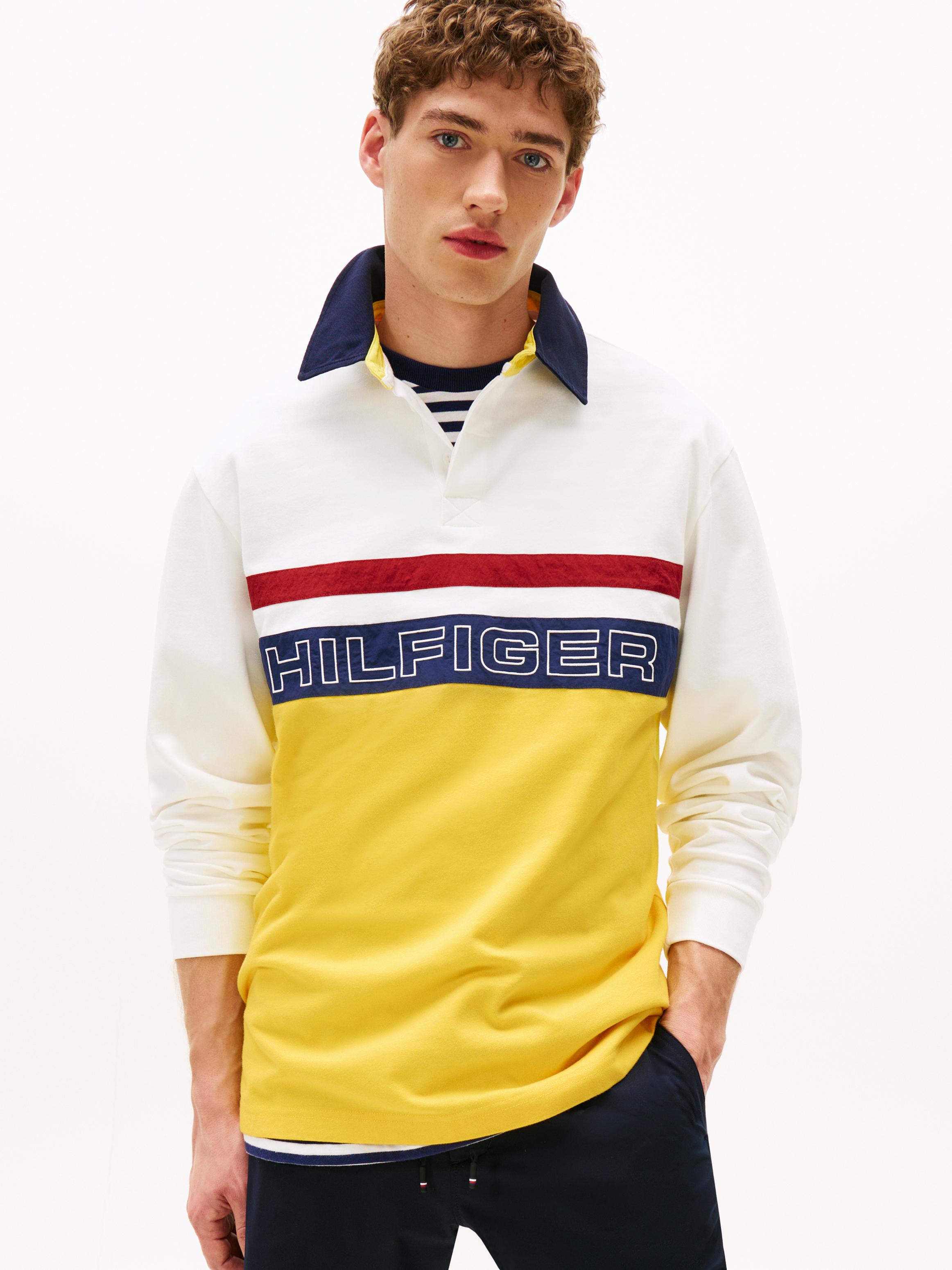 Tommy Hilfiger Organik Pamuk Sarı Unisex Polo Yaka Yelkenci Sweatshirts - MN0MN00018ZH1
