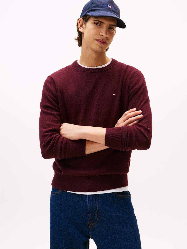 Tommy Hilfiger Erkek Bordo O Yaka Triko