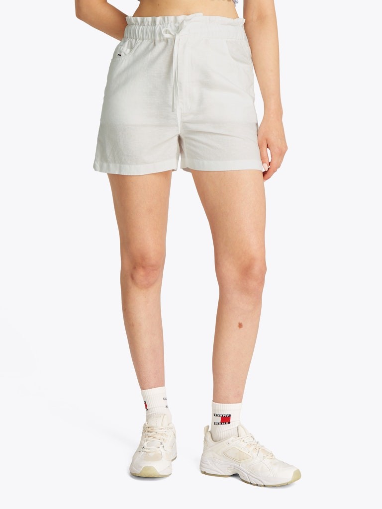 Tommy Hilfiger Keten Beyaz Kadın Yan Cep Şort - DW0DW20360YBL