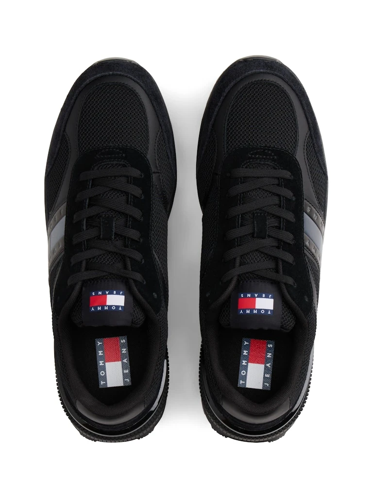 Tommy Hilfiger Erkek Siyah Kısa Taban Runner Sneakers
