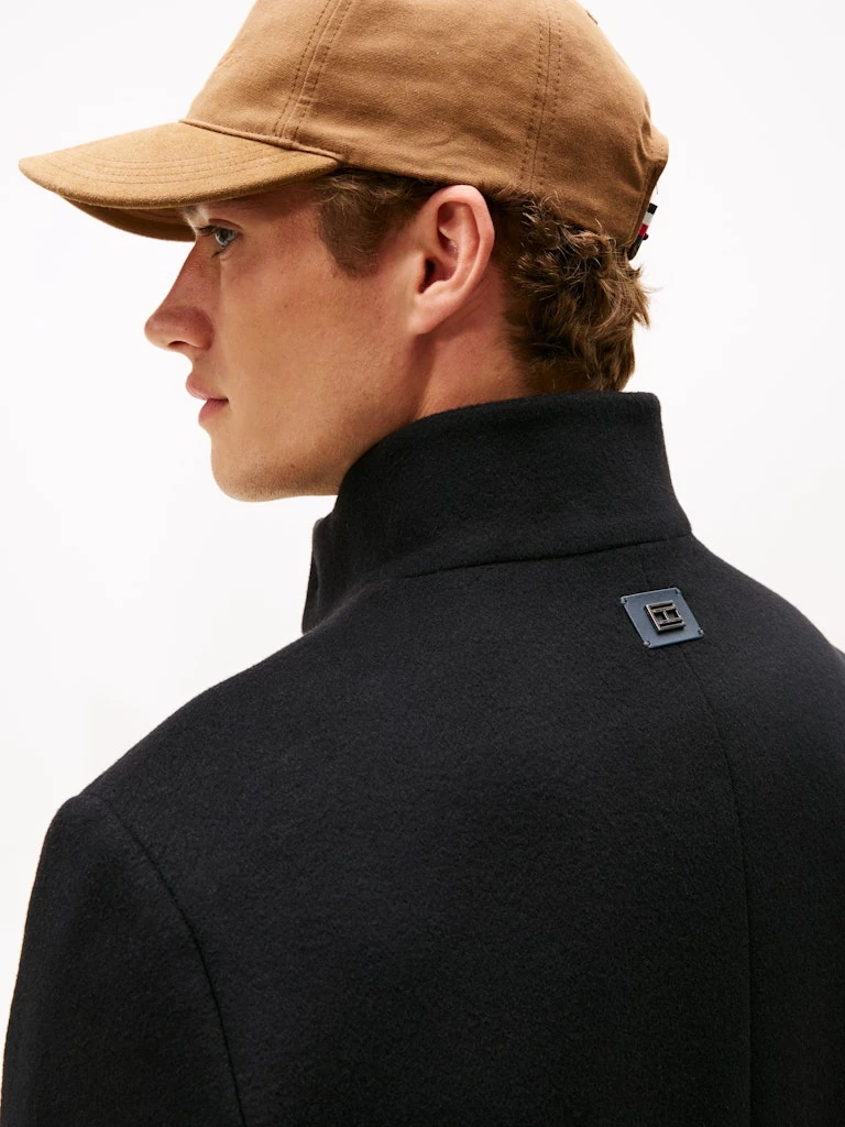 Tommy Hilfiger Erkek Yün Klasik Düğmeli Siyah Kaban