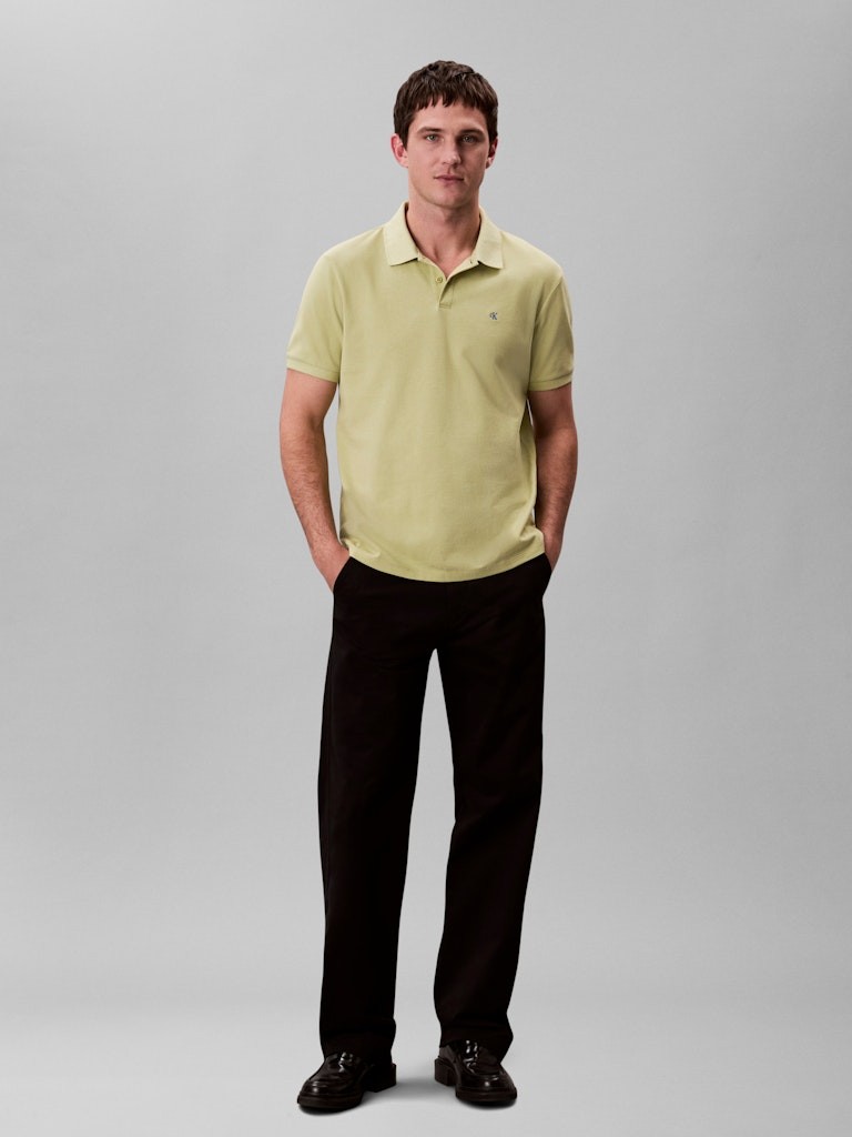 Calvin Klein Erkek Sarı Düğmeli Polo Yaka T Shirt