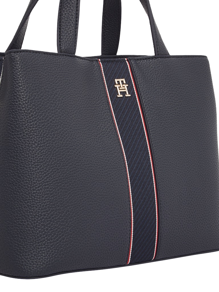 Tommy Hilfiger Kadın Çakıl Taşı Desenli Manyetik Kapamalı Şerit Detaylı Mavi Laptop & Evrak Çantası