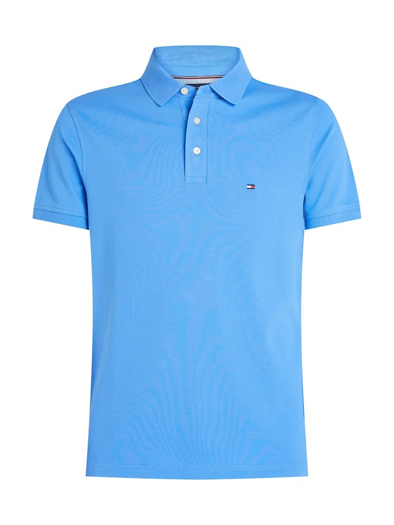 Tommy Hilfiger Organik Pamuk Mavi Erkek Kısa Kollu Düğmeli Polo Yaka T-Shirt - MW0MW17771C30