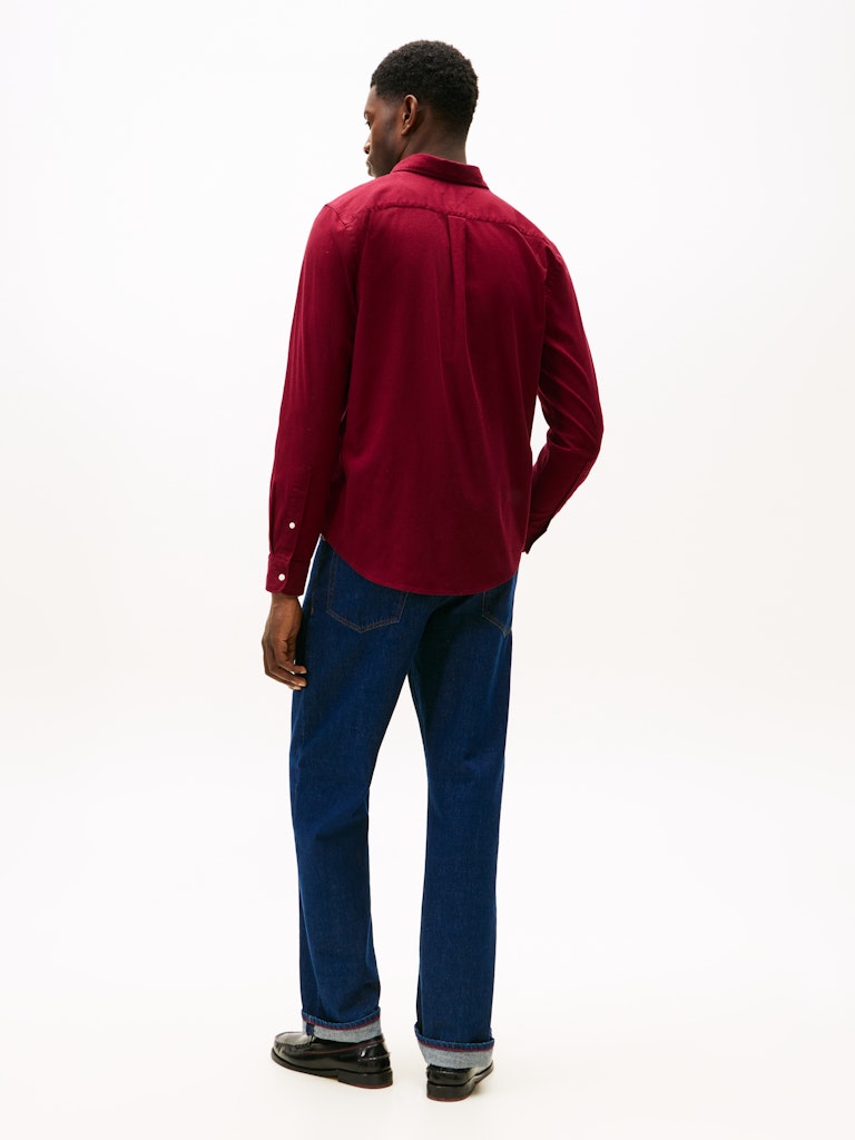 Tommy Hilfiger Erkek Normal Kesim Bordo Gömlek