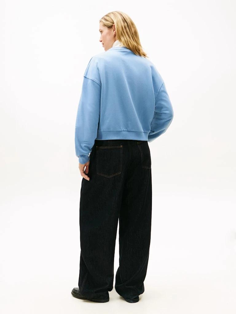 Tommy Hilfiger Kadın Mavi Pamuk O Yaka Sweatshirt