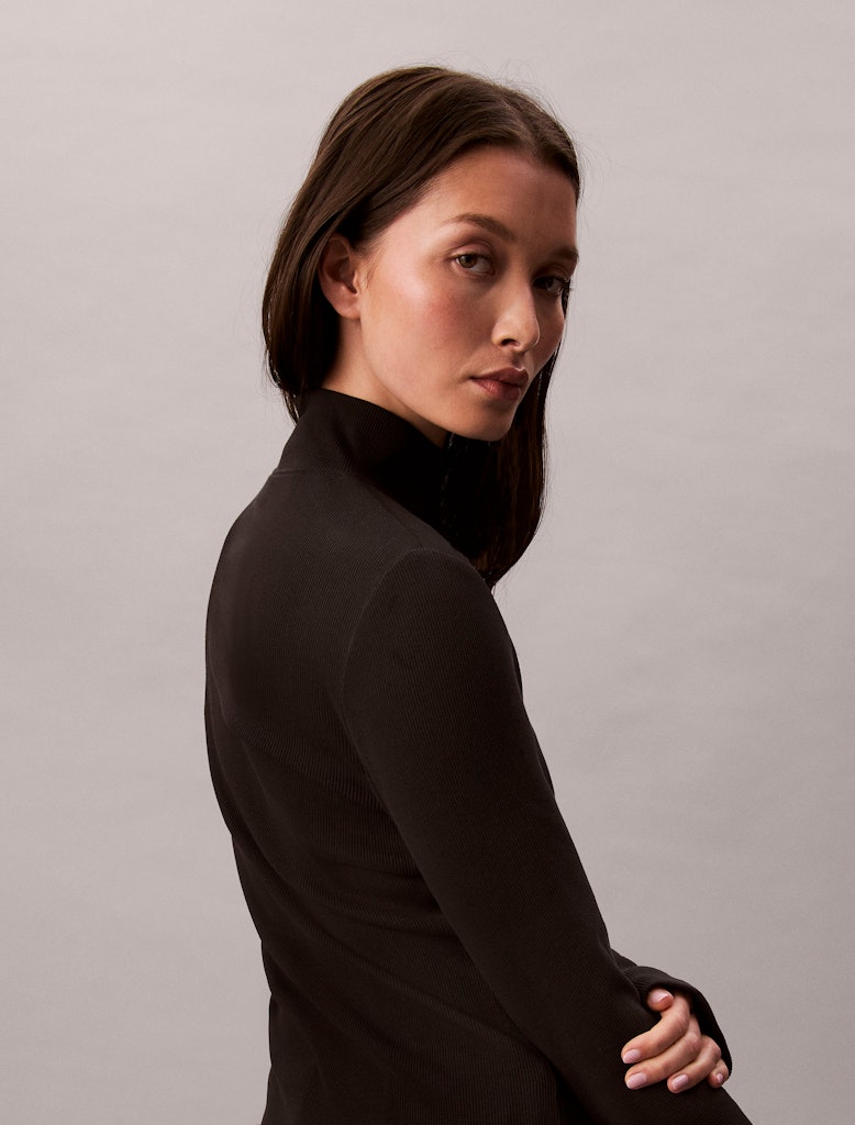 Calvin Klein Kadın Siyah Balıkçı Yaka Kazak