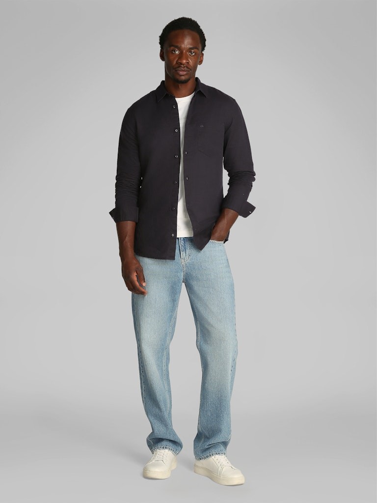 Calvin Klein Keten Siyah Erkek Uzun Kollu Gömlek - K10K114488BEH
