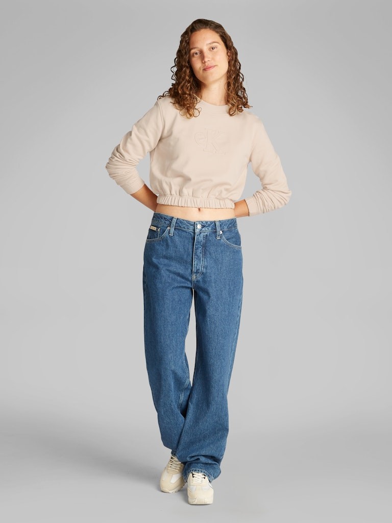 Calvin Klein Rejeneratif Pamuk Bej Kadın O Yaka Sweatshirts - J20J225363AEA
