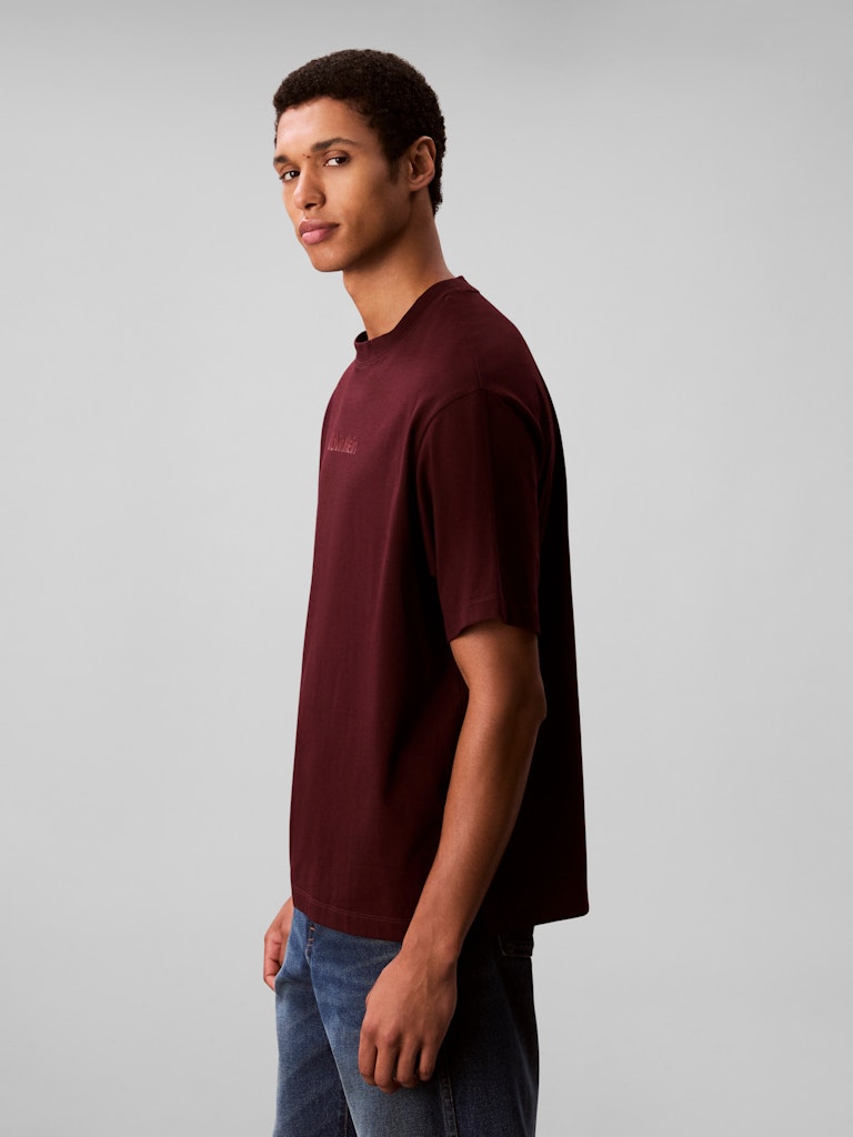 Calvin Klein Erkek Bordo Pamuk O Yaka T-Shirt