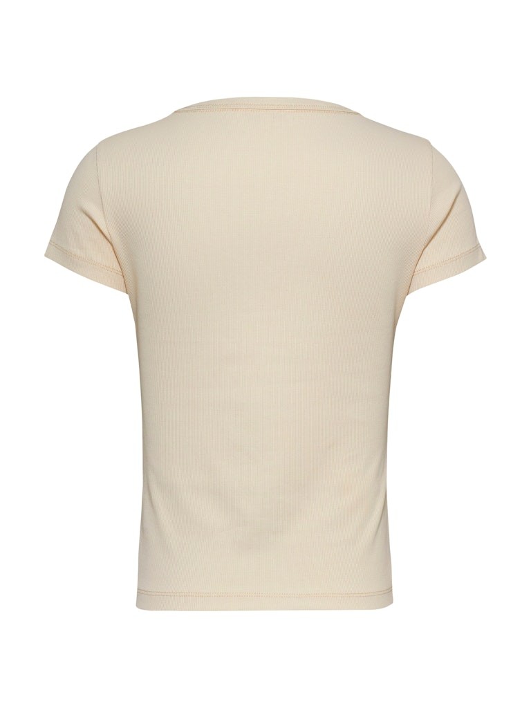 Tommy Hilfiger Rejeneratif Pamuk Bej Kadın Kısa Kollu T-Shirt - DW0DW17385ACG