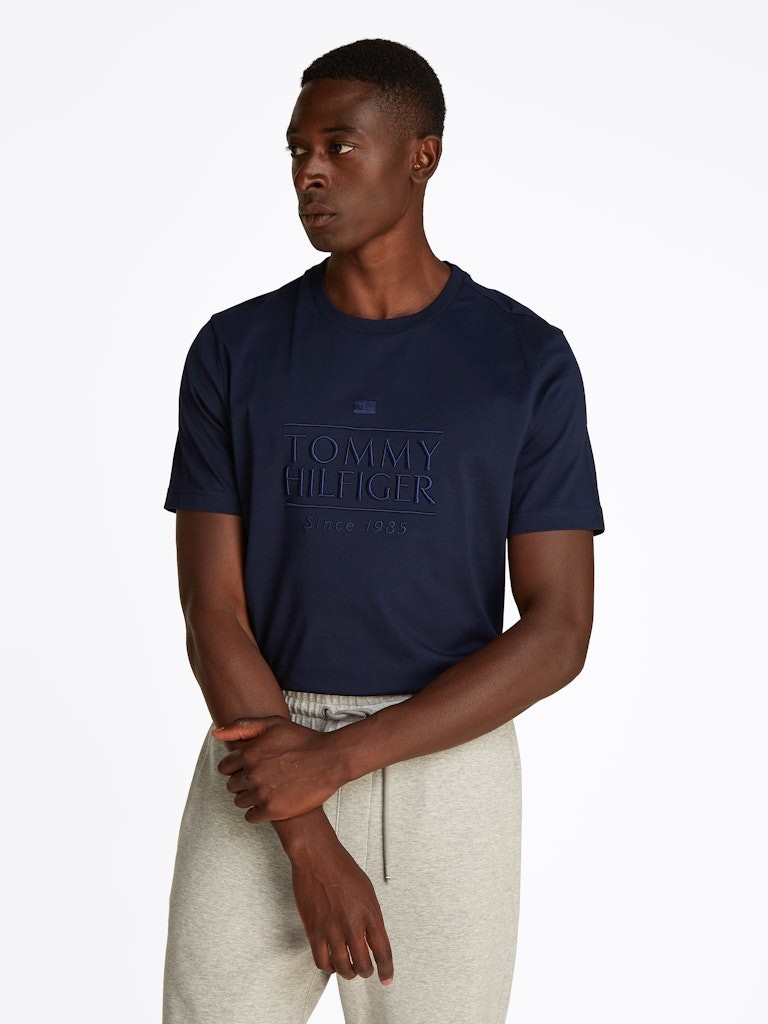 Tommy Hilfiger Rejeneratif Pamuk Lacivert Erkek Kısa Kollu T-Shirt - MW0MW38620DW5