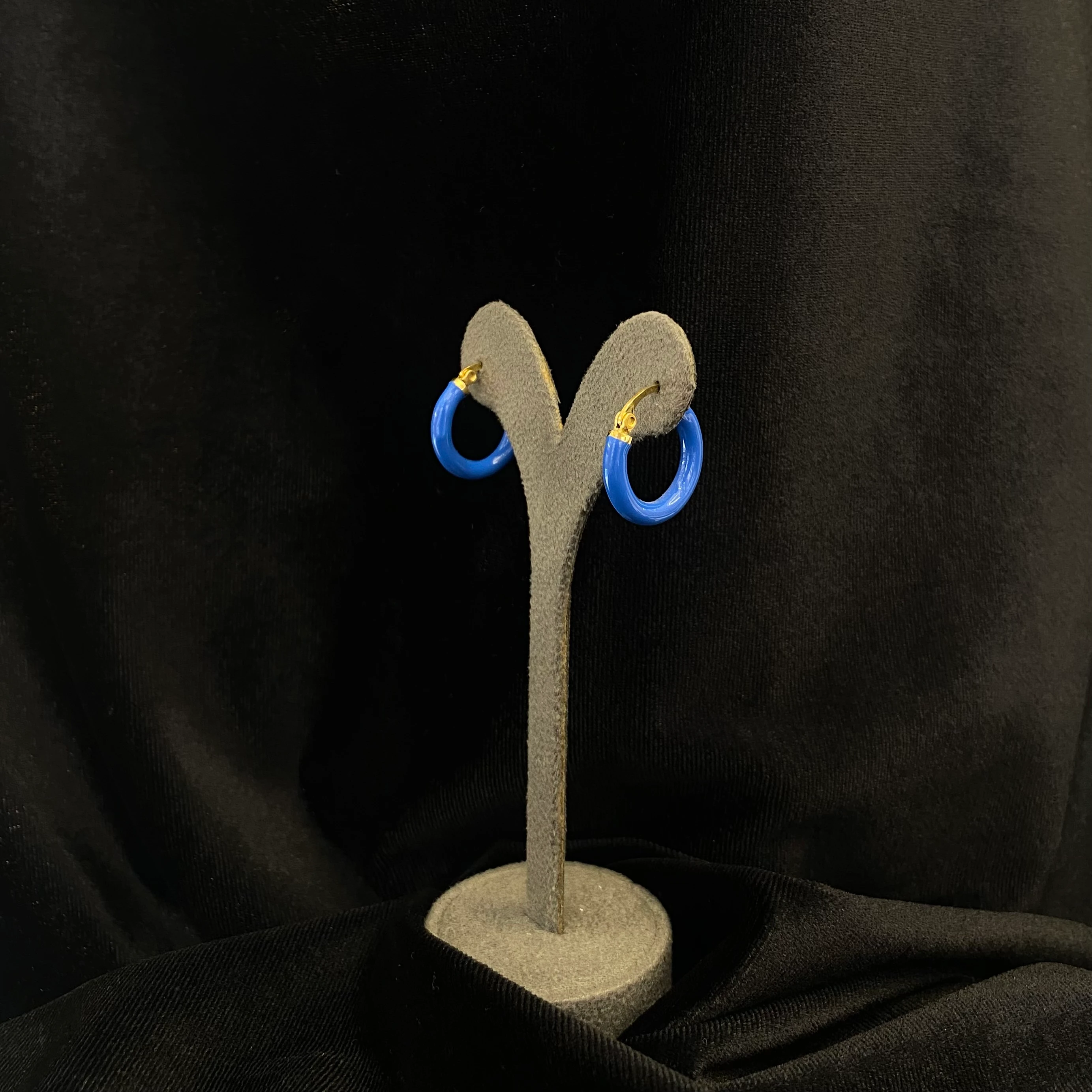 Çelik Lacivert Halka Küpe