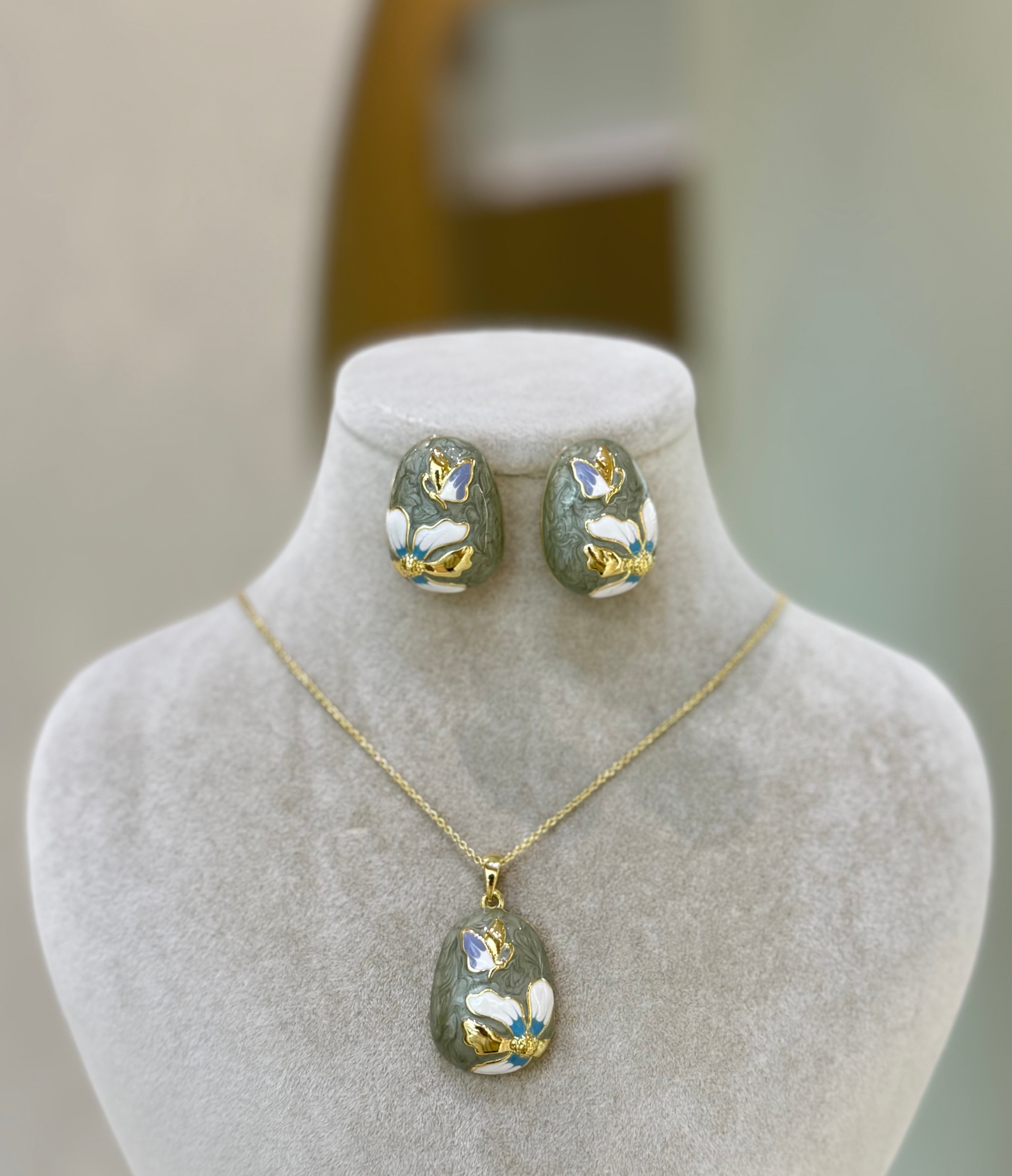 Çiçekli Yeşil Premium Set