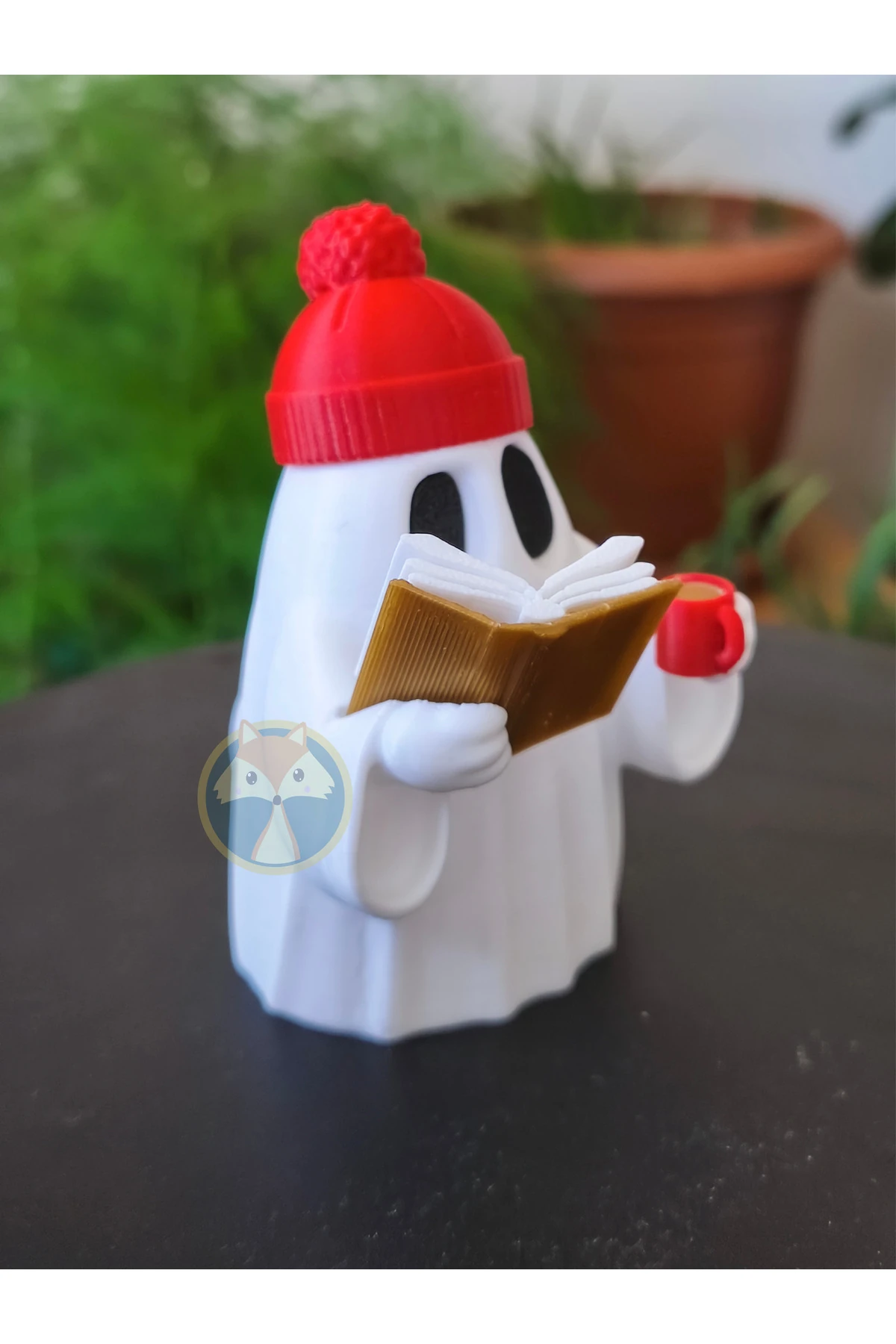 Kitap Kurdu Sevimli Hayalet - 3D Baskı Dekoratif