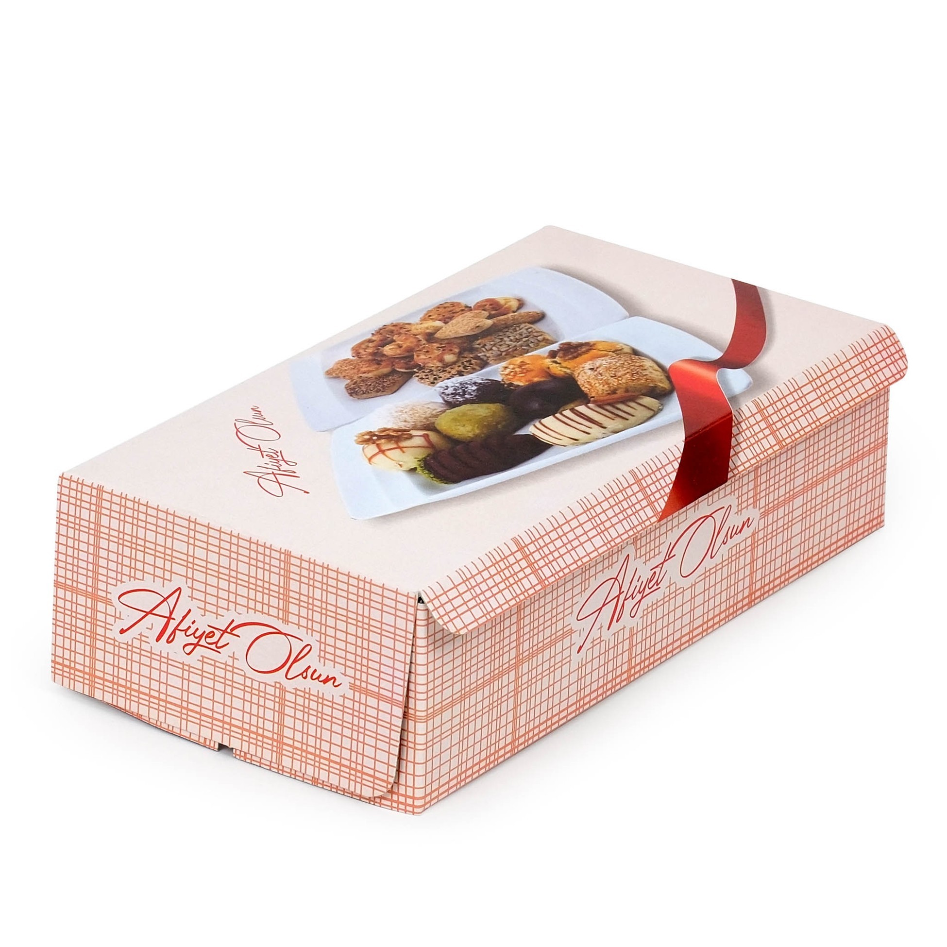 Sade Kuru Pasta Kutusu Afiyet Olsun Yazılı 21.3x11.8x6 cm