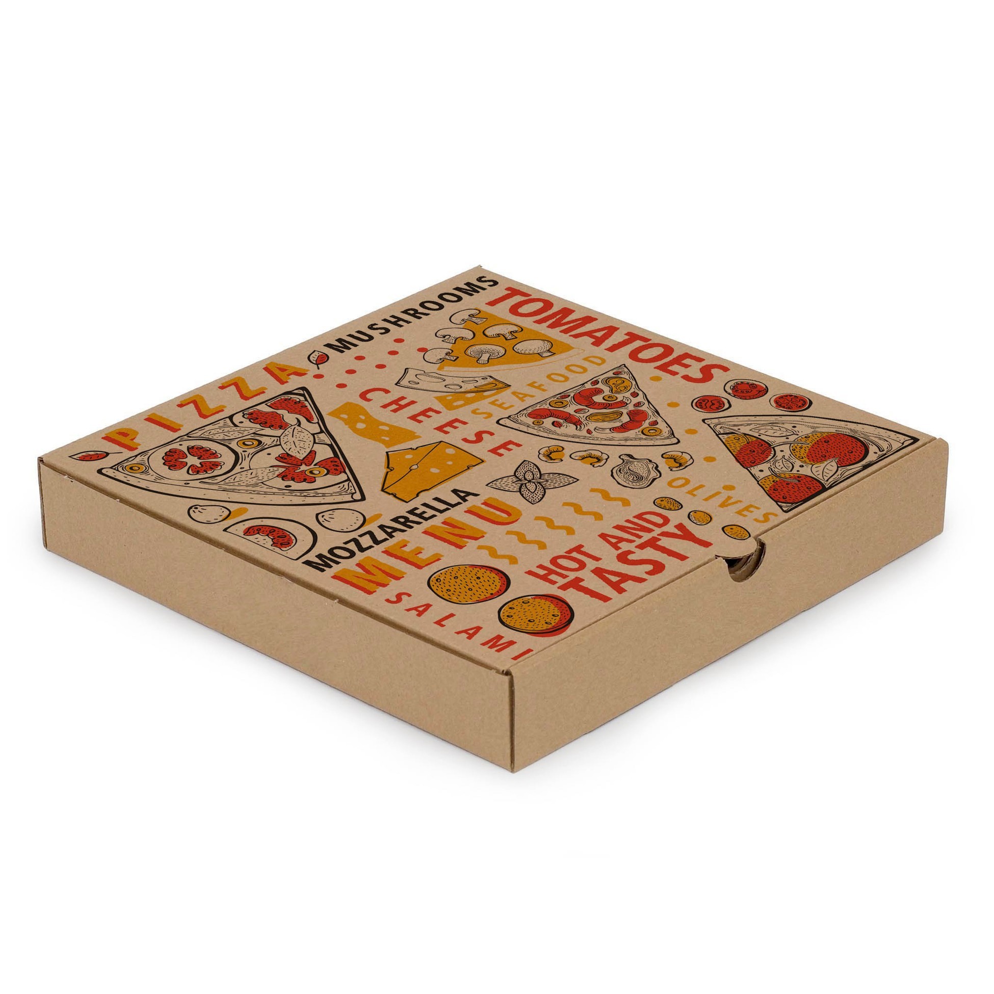 Baskılı Esmer Pizza Kutusu