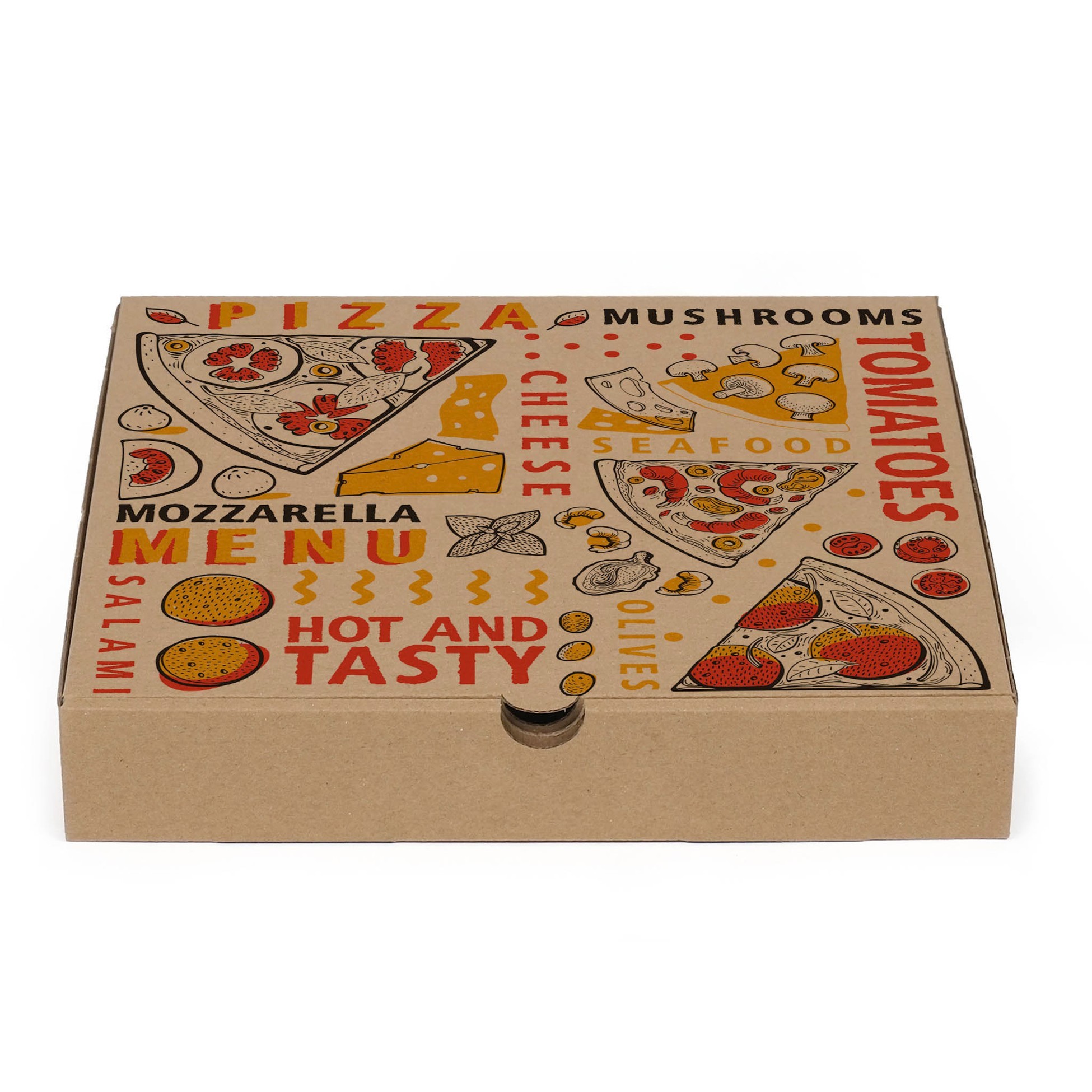 Baskılı Esmer Pizza Kutusu
